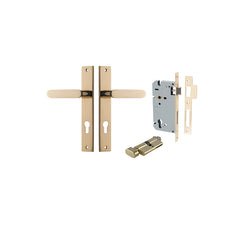 Bronte Lever - Rectangular Backplate Entrance Kit with High Security Lock Polished Brass / Solid Brass