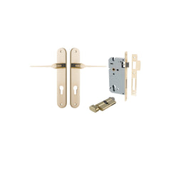 Como Lever - Oval Backplate Entrance Kit with High Security Lock Polished Brass / Solid Brass