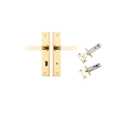 Bronte Lever - Chamfered Backplate Privacy Kit with Privacy Turn Polished Brass / Solid Brass