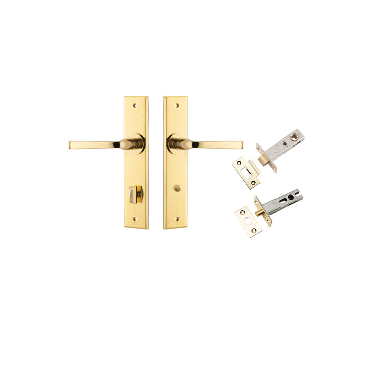 Annecy Lever - Chamfered Backplate Privacy Kit with Privacy Turn Polished Brass / Solid Brass