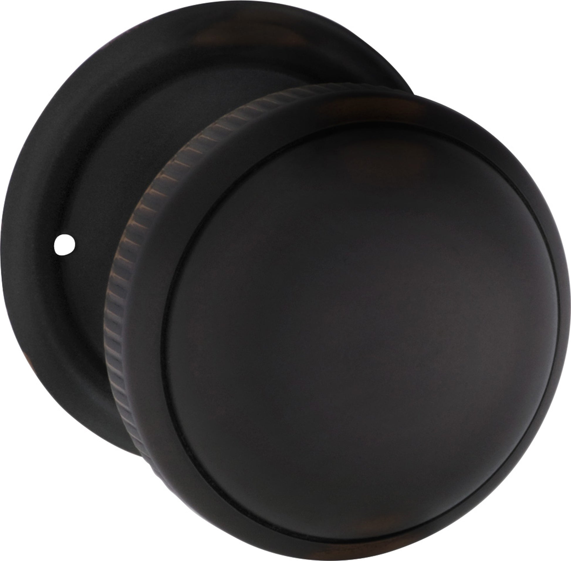 Small Milled Edged Mortice Knob - Round Rose Antique Copper / Passage