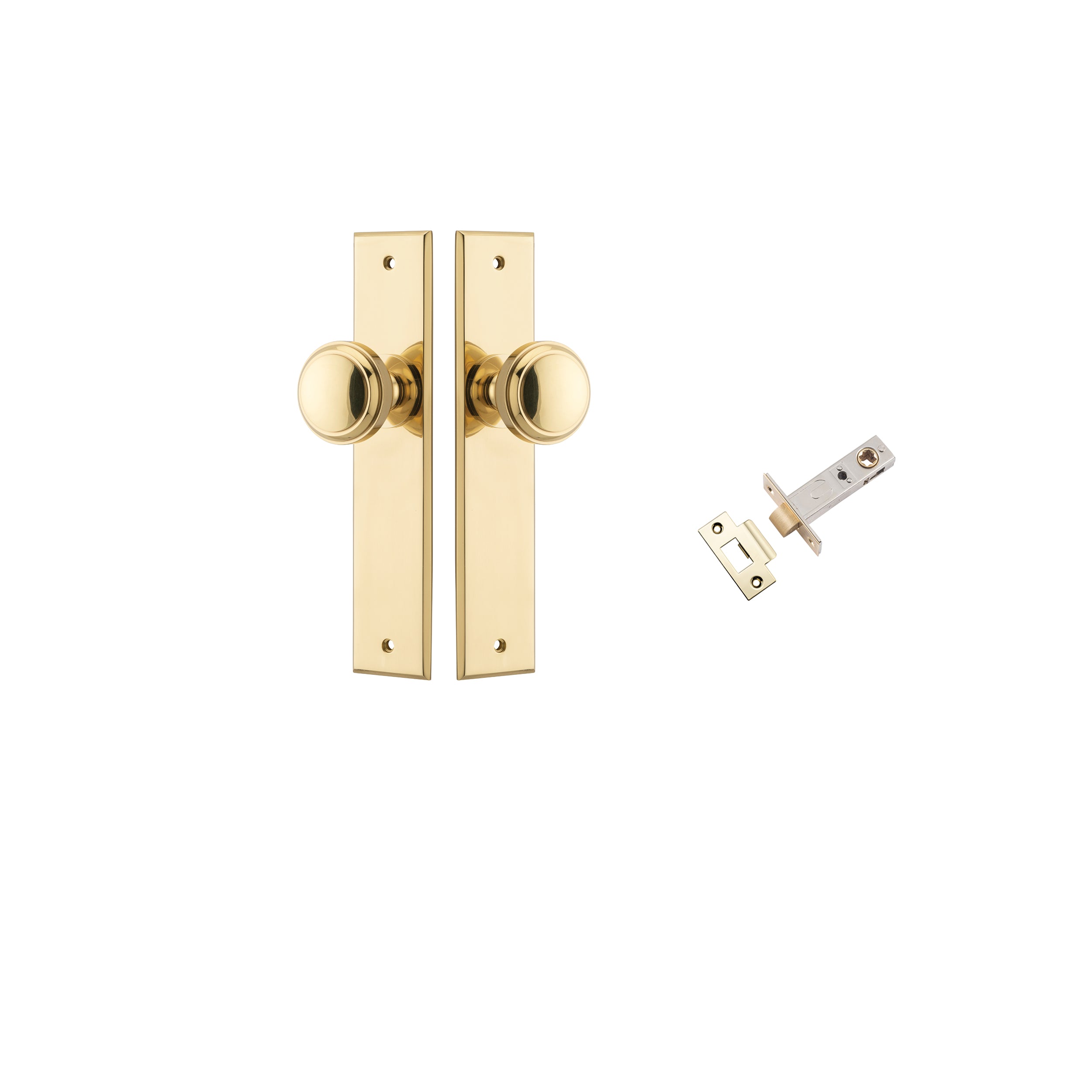 Paddington Knob - Chamfered Backplate Passage Kit Polished Brass / Solid Brass