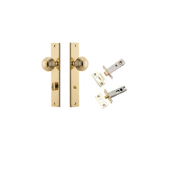 Guildford Knob - Rectangular Backplate Privacy Kit with Privacy Turn Polished Brass / Solid Brass