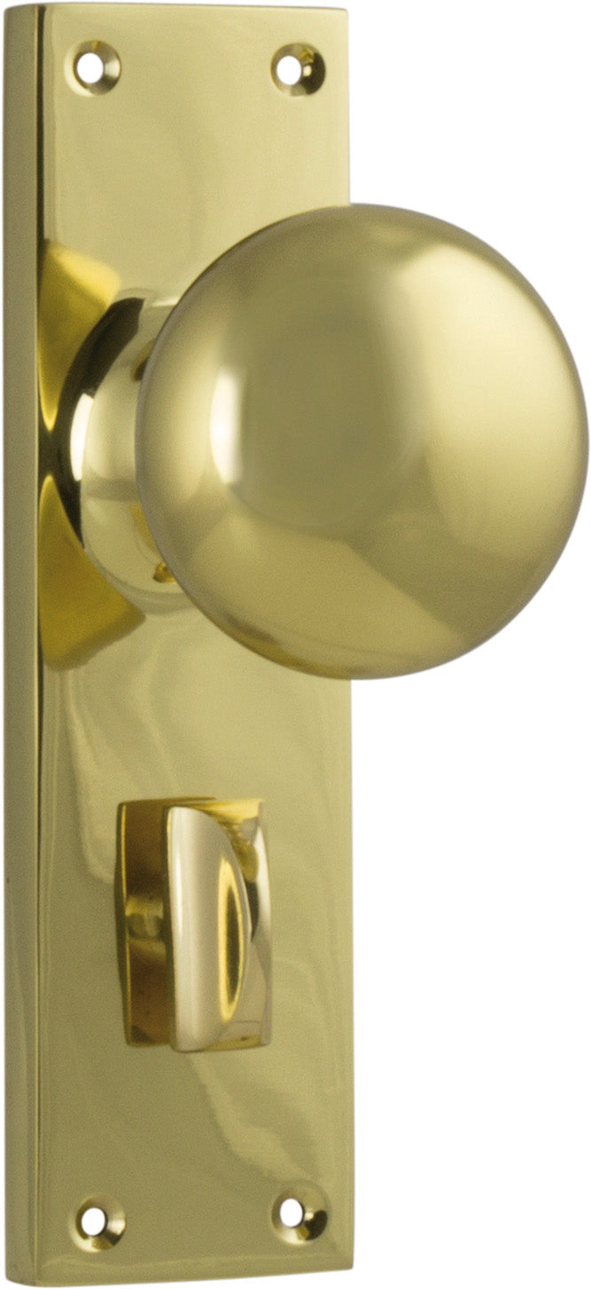 Victorian Knob - Long Backplate Polished Brass / Privacy | Privacy