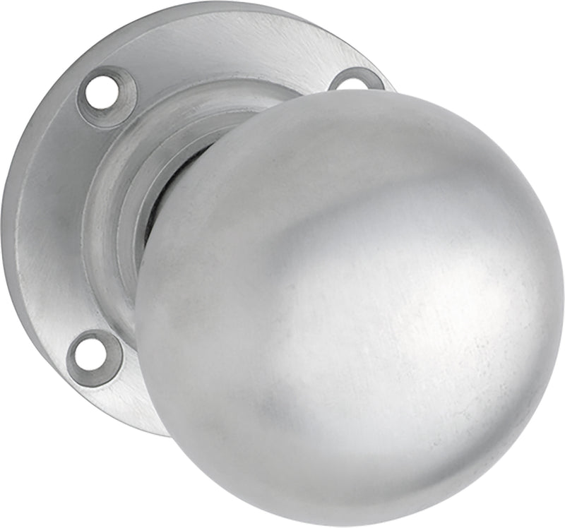 Victorian Knob - Round Rose Satin Chrome / Passage