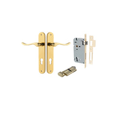 Stirling Lever - Oval Backplate Entrance Kit with High Security Lock Polished Brass / Solid Brass