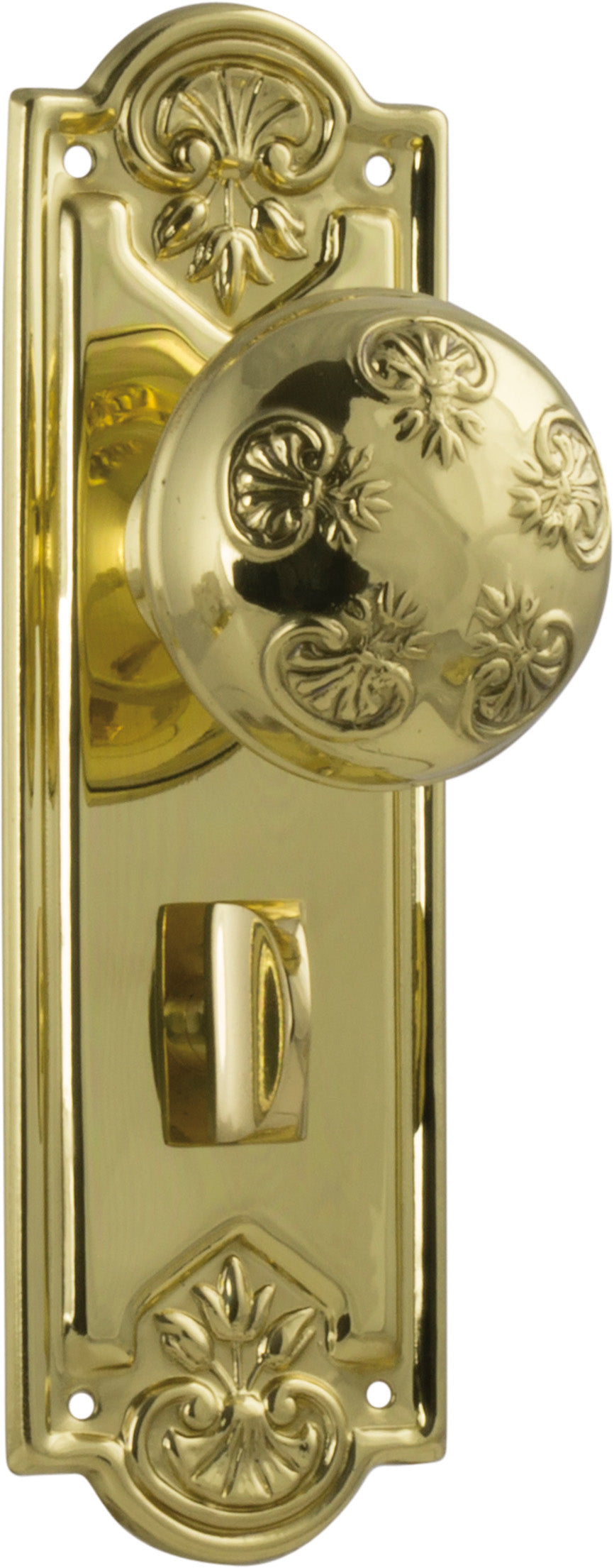 Nouveau Door Knob - Long Backplate Polished Brass / Privacy | Privacy