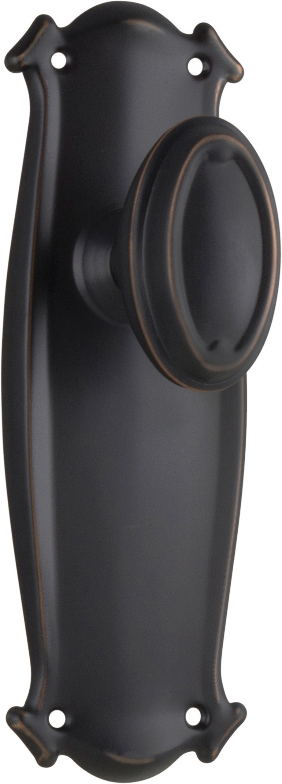 Traditional Bungalow Door Knob - Long Backplate Antique Copper / Latch | Passage