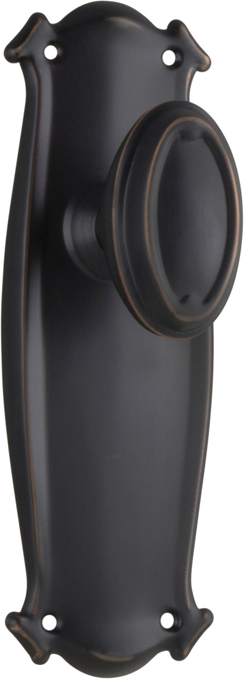 Traditional Bungalow Door Knob - Long Backplate Antique Copper / Latch | Passage