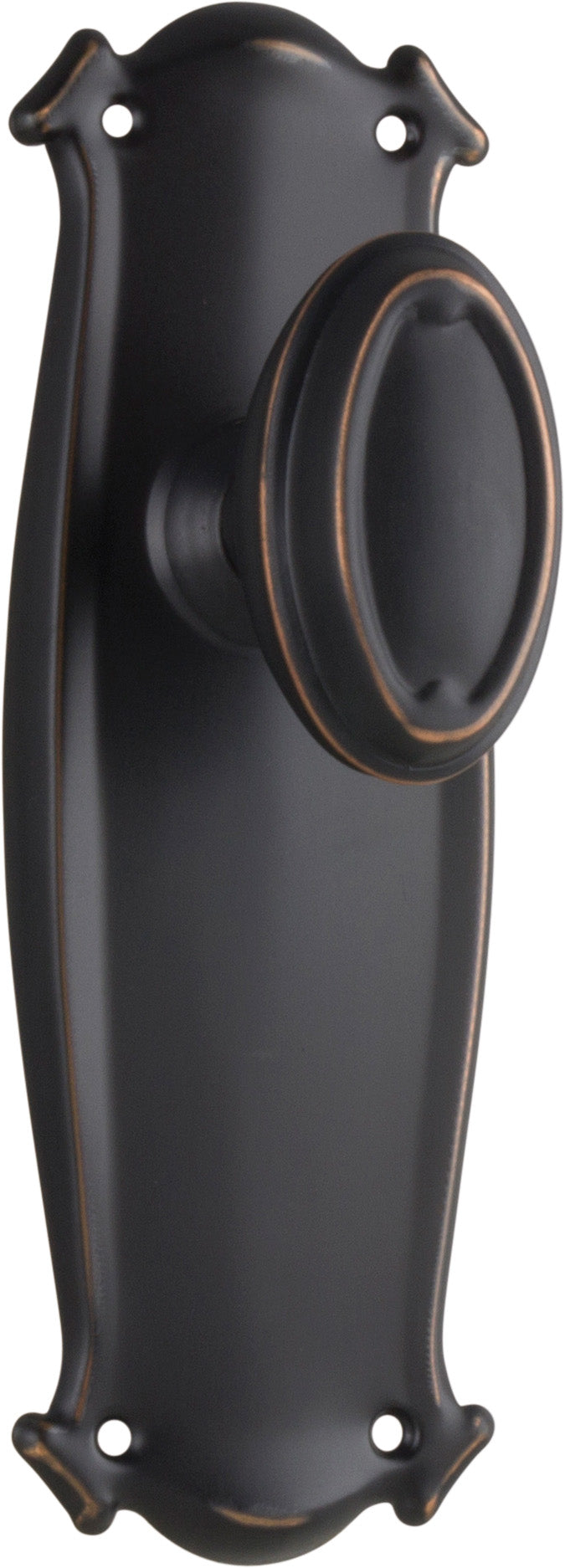 Traditional Bungalow Door Knob - Long Backplate Antique Copper / Latch | Passage