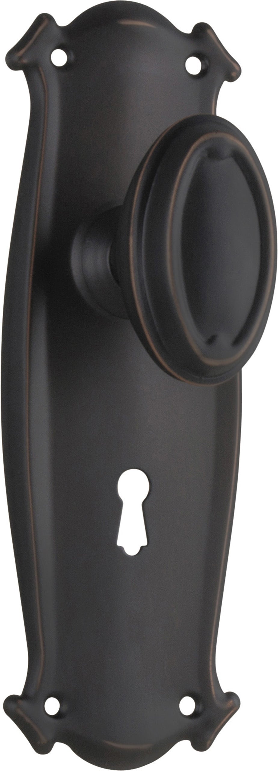 Traditional Bungalow Door Knob - Long Backplate Antique Copper / Lock | Lock (Skeleton Key)