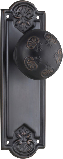 Nouveau Door Knob - Long Backplate Antique Copper / Latch | Passage
