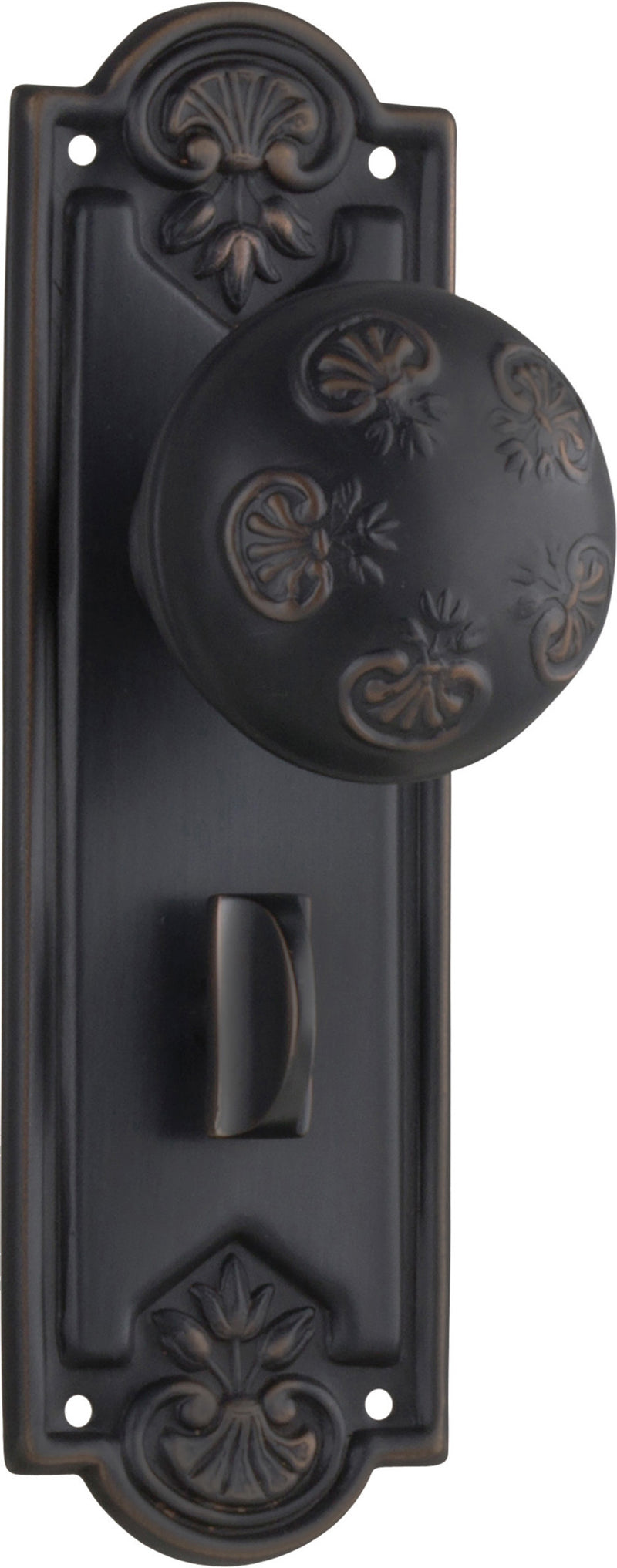 Nouveau Door Knob - Long Backplate Antique Copper / Privacy | Privacy