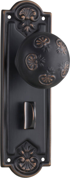 Nouveau Door Knob - Long Backplate Antique Copper / Privacy | Privacy