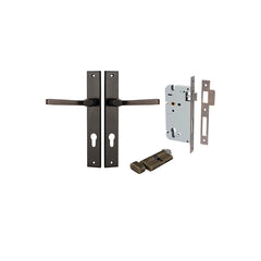 Annecy Lever - Rectangular Backplate Entrance Kit with High Security Lock Antique Brass / Solid Brass