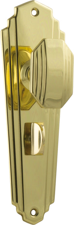 Elwood Art Deco Door Knob - Long Backplate Polished Brass / Privacy | Privacy