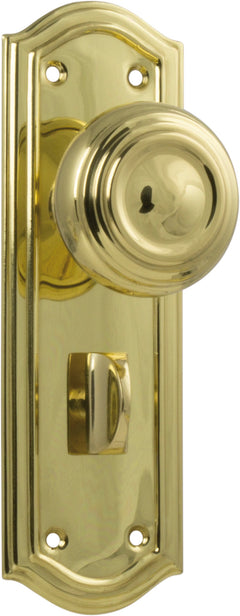 Kensington Door Knob - Long Backplate Polished Brass / Privacy | Privacy