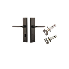 Annecy Lever - Stepped Backplate Privacy Kit with Privacy Turn Antique Brass / Solid Brass