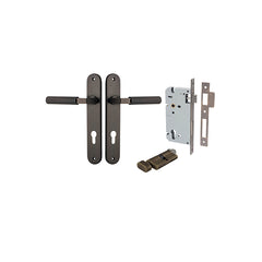 Brunswick Lever - Oval Backplate Entrance Kit with High Security Lock Antique Brass / Solid Brass