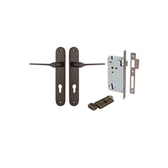 Como Lever - Oval Backplate Entrance Kit with High Security Lock Antique Brass / Solid Brass