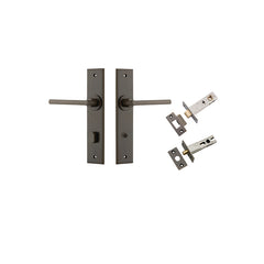 Baltimore Lever - Chamfered Backplate Privacy Kit with Privacy Turn Antique Brass / Solid Brass