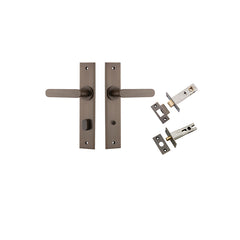 Bronte Lever - Chamfered Backplate Privacy Kit with Privacy Turn Antique Brass / Solid Brass