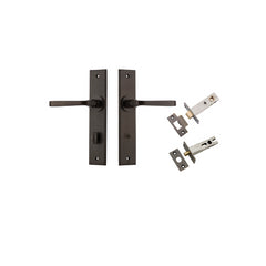 Annecy Lever - Chamfered Backplate Privacy Kit with Privacy Turn Antique Brass / Solid Brass