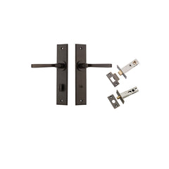 Annecy Lever - Chamfered Backplate Privacy Kit with Privacy Turn Antique Brass / Solid Brass