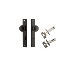 Cambridge Knob - Rectangular Backplate Privacy Kit with Privacy Turn Antique Brass / Solid Brass