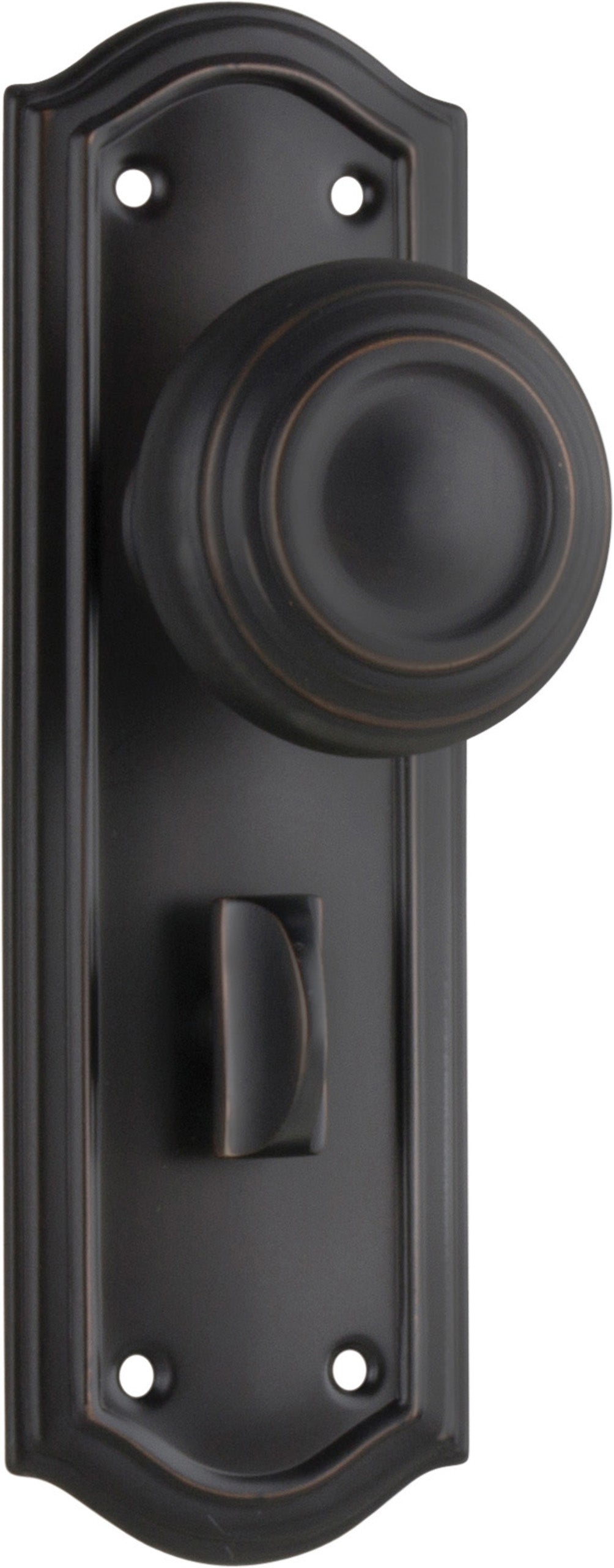 Kensington Door Knob - Long Backplate Antique Copper / Privacy | Privacy
