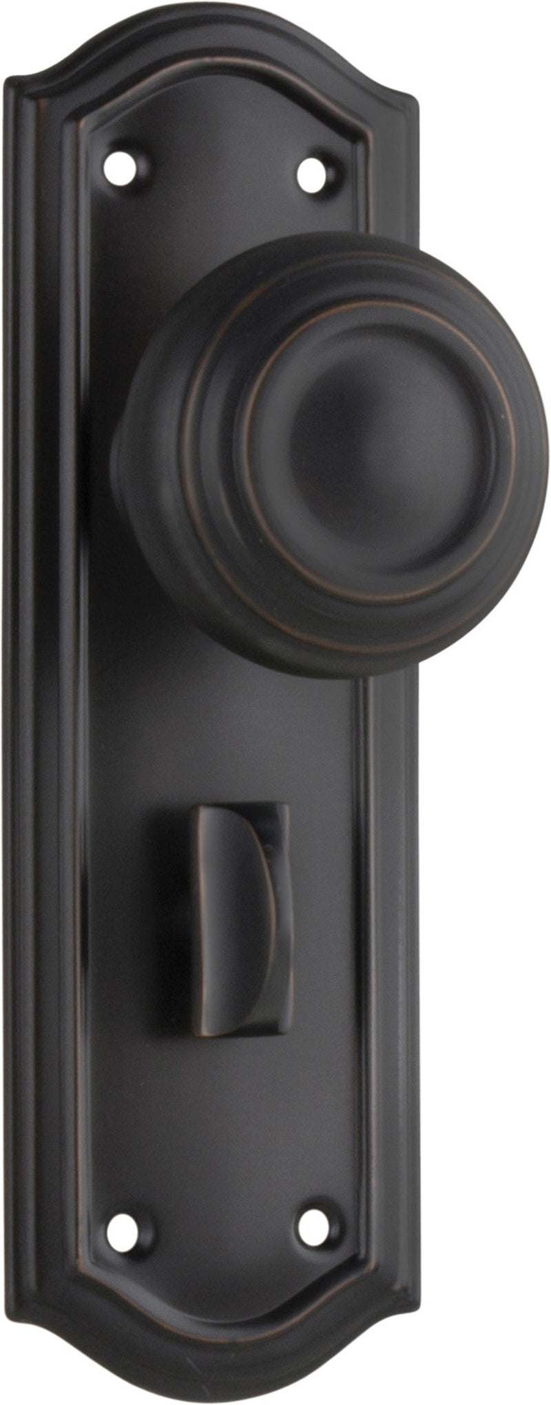 Kensington Door Knob - Long Backplate Antique Copper / Privacy | Privacy