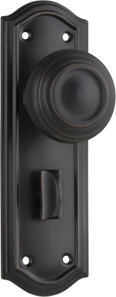 Kensington Door Knob - Long Backplate Antique Copper / Privacy | Privacy