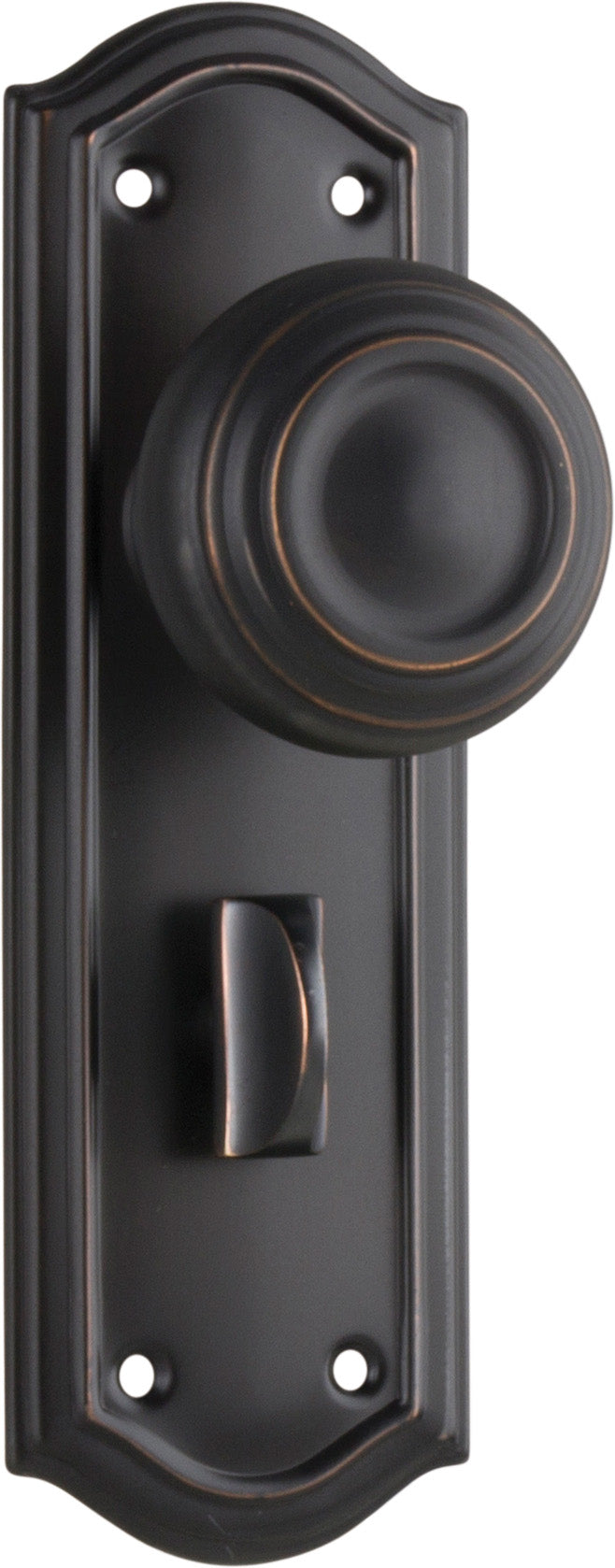 Kensington Door Knob - Long Backplate Antique Copper / Privacy | Privacy