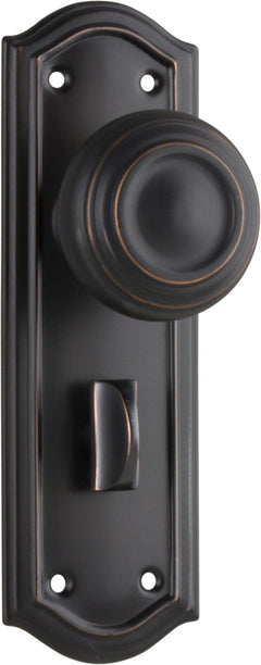 Kensington Door Knob - Long Backplate Antique Copper / Privacy | Privacy