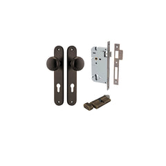 Cambridge Knob - Oval Backplate Entrance Kit with High Security Lock Antique Brass / Solid Brass