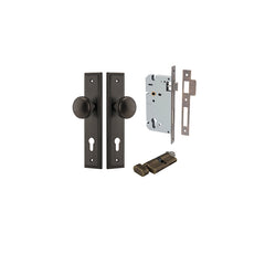 Paddington Knob - Stepped Backplate Entrance Kit with High Security Lock Antique Brass / Solid Brass