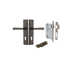 Copenhagen Lever - Stepped Backplate Entrance Kit with High Security Lock Antique Brass / Solid Brass