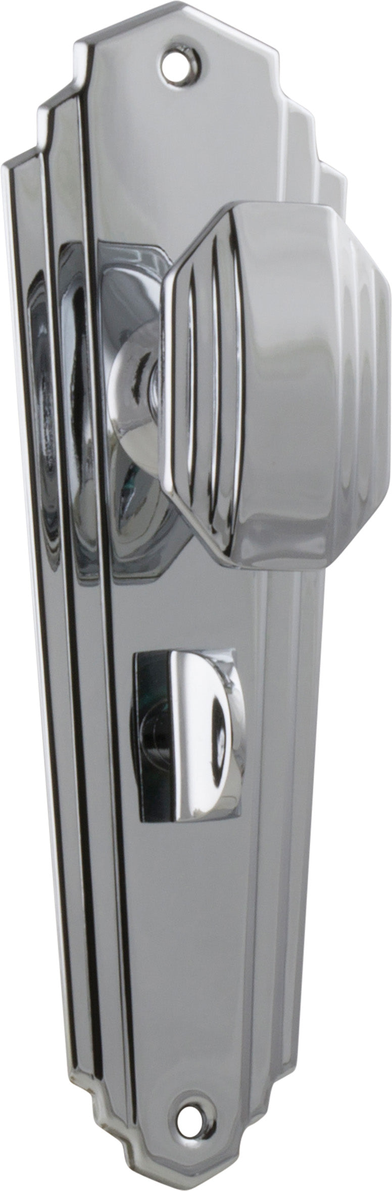Elwood Art Deco Door Knob - Long Backplate Chrome Plated / Privacy | Privacy