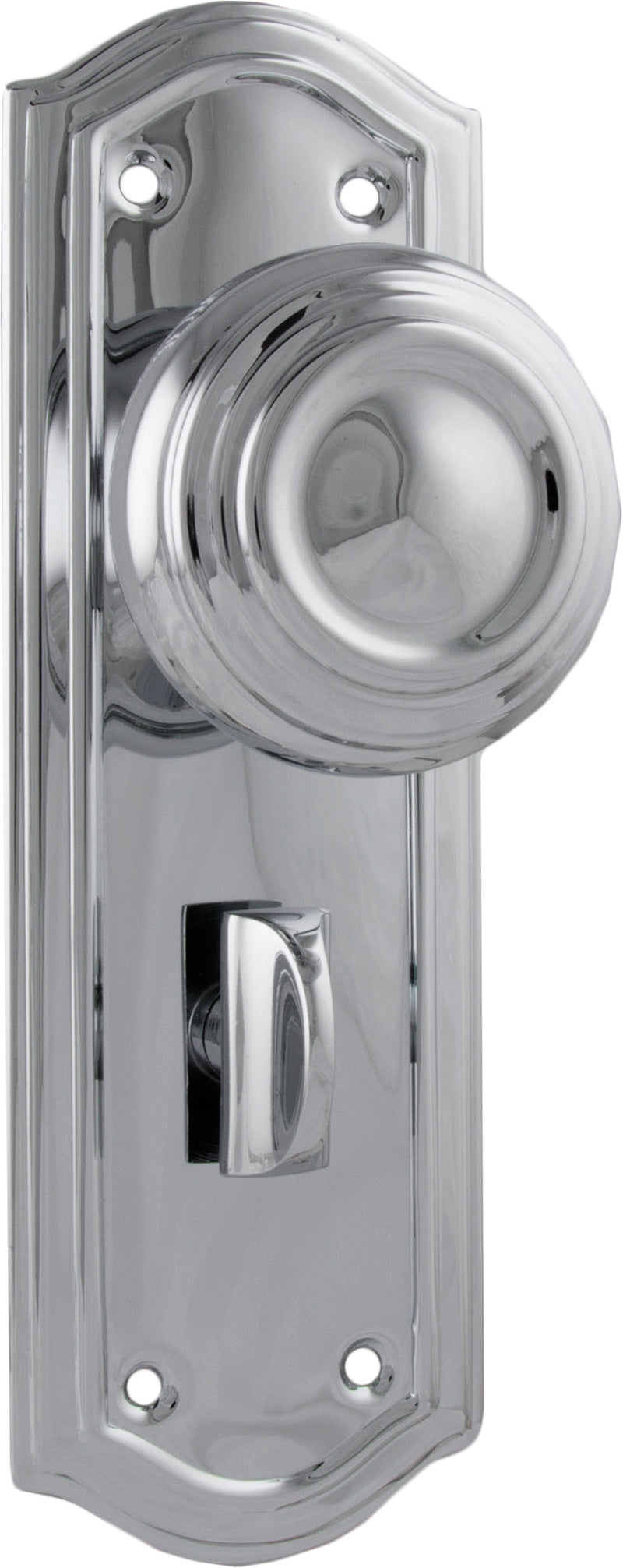 Kensington Door Knob - Long Backplate Chrome Plated / Privacy | Privacy