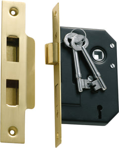 Mortice Lock 3 Lever Polished Brass / Backset 44mm