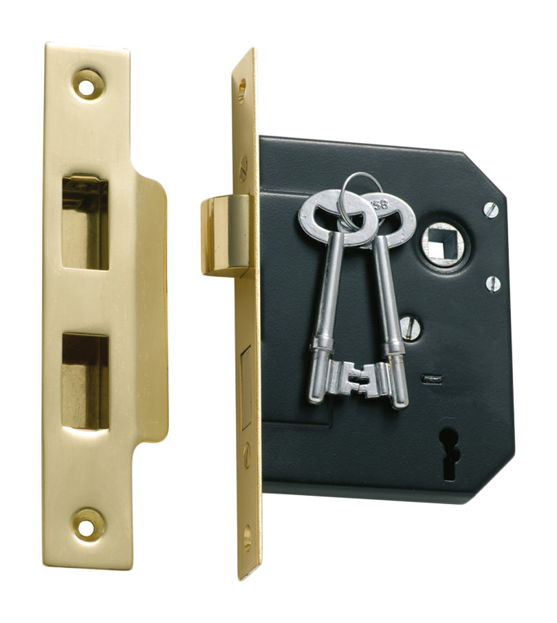 Mortice Lock 3 Lever Polished Brass / Backset 57mm