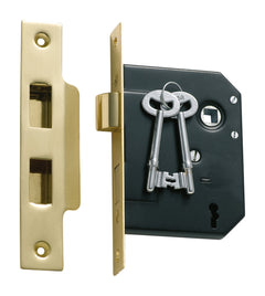 Mortice Lock 3 Lever Polished Brass / Backset 57mm