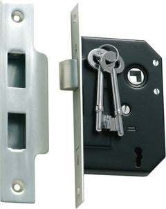 Mortice Lock 3 Lever Satin Chrome / Backset 44mm