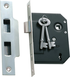 Mortice Lock 3 Lever Satin Chrome / Backset 57mm