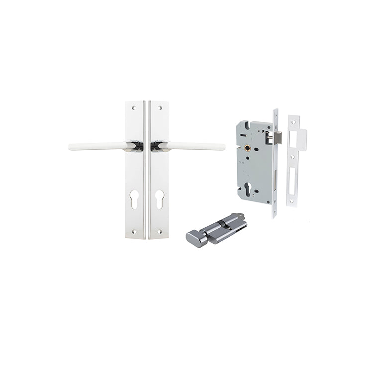 Baltimore Lever - Rectangular Backplate Entrance Kit with High Security Lock Chrome Plated / Solid Brass