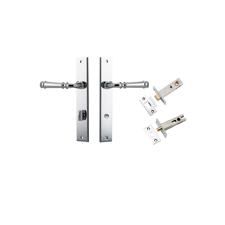 Verona Lever - Rectangular Backplate Privacy Kit with Privacy Turn Chrome Plated / Solid Brass