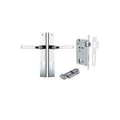 Annecy Lever - Rectangular Backplate Entrance Kit with High Security Lock Chrome Plated / Solid Brass