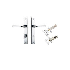 Annecy Lever - Rectangular Backplate Privacy Kit with Privacy Turn Chrome Plated / Solid Brass