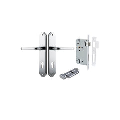 Annecy Lever - Shouldered Backplate Entrance Kit with High Security Lock Chrome Plated / Solid Brass