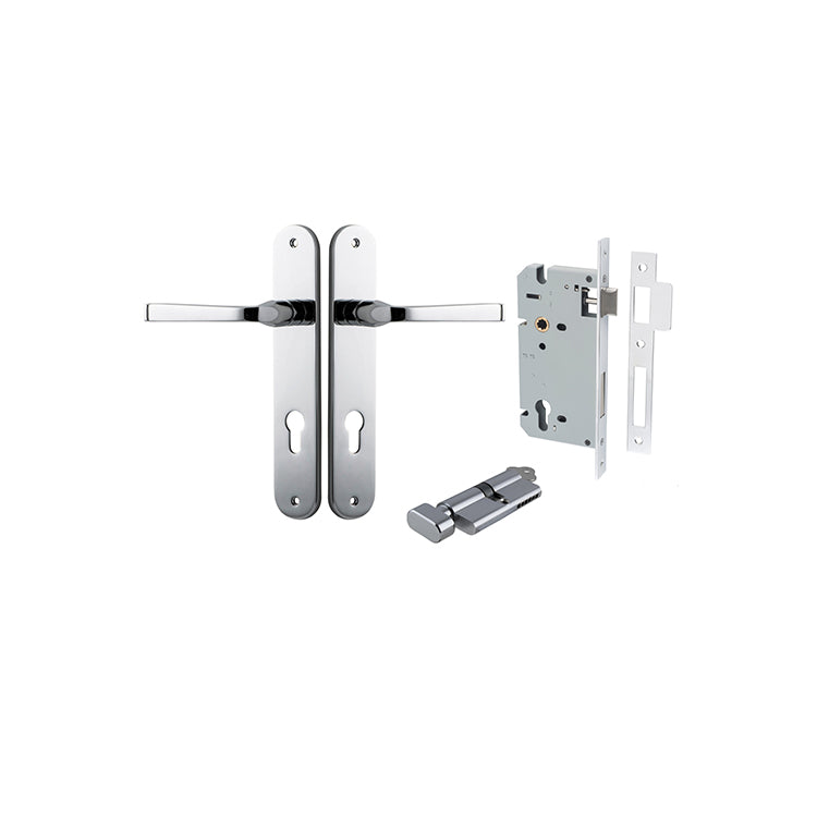 Annecy Lever - Oval Backplate Entrance Kit with High Security Lock Chrome Plated / Solid Brass